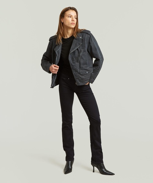 G-STAR(ジースター)の「Perfecto Jacket/ヴィンテージライクウォッシュ加工オーバーサイズライダースジャケット(ライダースジャケット・レディース・ダークインディゴブルー・SMALL)」の4枚目の写真