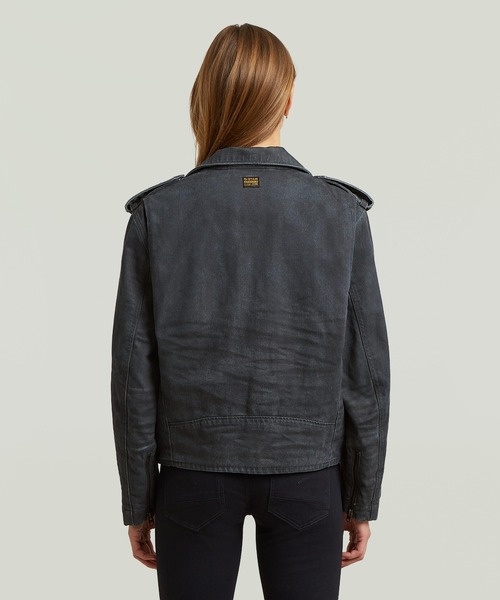 G-STAR(ジースター)の「Perfecto Jacket/ヴィンテージライクウォッシュ加工オーバーサイズライダースジャケット(ライダースジャケット・レディース・ダークインディゴブルー・SMALL)」の2枚目の写真