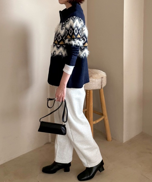 Doux archives(ドゥアルシーヴ)の「裏起毛カーブパンツ(スウェットパンツ・レディース・ブラック/グレー/オートミール・FREE)」の17枚目の写真