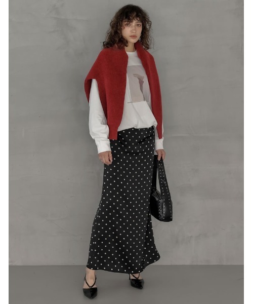 Re:EDIT（リエディ）の「[2025AW COLLECTION]もっちりニットベーシックカーディガン（カーディガン/ボレロ・レディース・レッド/ブラック/グレイッシュベージュ/グレー・FREE）」の14枚目の写真