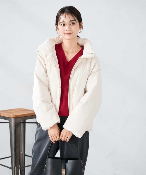 a.v.v(アーヴェヴェ)の「【2WAY】スタンドネックショートダウンジャケット(その他アウター・レディース・チャコールグレー/アイボリー/ブラック・34/36/42/38/40)」の16枚目の写真