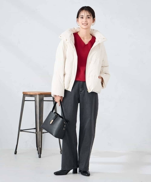 a.v.v(アーヴェヴェ)の「【2WAY】スタンドネックショートダウンジャケット(その他アウター・レディース・チャコールグレー/アイボリー/ブラック・34/36/42/38/40)」の17枚目の写真