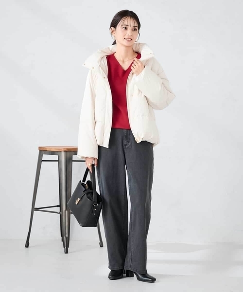 a.v.v(アーヴェヴェ)の「【2WAY】スタンドネックショートダウンジャケット(その他アウター・レディース・チャコールグレー/アイボリー/ブラック・34/36/42/38/40)」の18枚目の写真