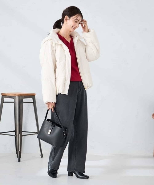 a.v.v(アーヴェヴェ)の「【2WAY】スタンドネックショートダウンジャケット(その他アウター・レディース・チャコールグレー/アイボリー/ブラック・34/36/42/38/40)」の19枚目の写真