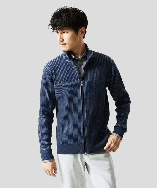 MK MICHEL KLEIN HOMME （エムケーミッシェルクランオム）の「【洗濯機で洗える/毛玉になりにくい】ドライバーズニットカーディガン（ニット/セーター・メンズ・ライトグレー/ブラック/ブルー・46/51/48）」の3枚目の写真