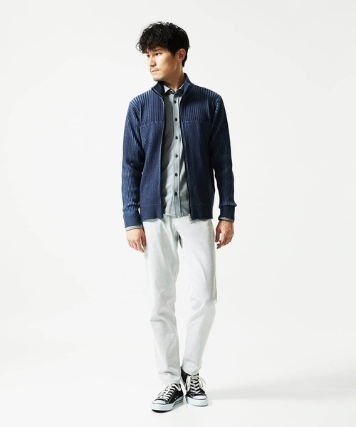 MK MICHEL KLEIN HOMME （エムケーミッシェルクランオム）の「【洗濯機で洗える/毛玉になりにくい】ドライバーズニットカーディガン（ニット/セーター・メンズ・ライトグレー/ブラック/ブルー・46/51/48）」の6枚目の写真