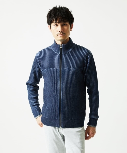 MK MICHEL KLEIN HOMME （エムケーミッシェルクランオム）の「【洗濯機で洗える/毛玉になりにくい】ドライバーズニットカーディガン（ニット/セーター・メンズ・ライトグレー/ブラック/ブルー・46/51/48）」の7枚目の写真