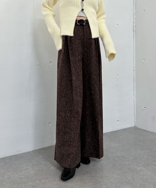 archives（アルシーヴ）の「ベルト付ツイードワイドスラックス（その他パンツ・レディース・ブラウン/グレー/ブラック・MEDIUM）」の3枚目の写真