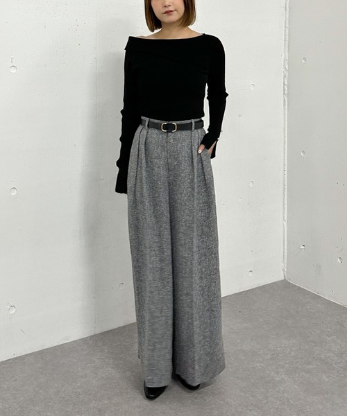 archives（アルシーヴ）の「ベルト付ツイードワイドスラックス（その他パンツ・レディース・ブラウン/グレー/ブラック・MEDIUM）」の5枚目の写真