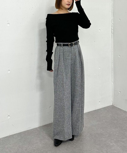 archives（アルシーヴ）の「ベルト付ツイードワイドスラックス（その他パンツ・レディース・ブラウン/グレー/ブラック・MEDIUM）」の6枚目の写真