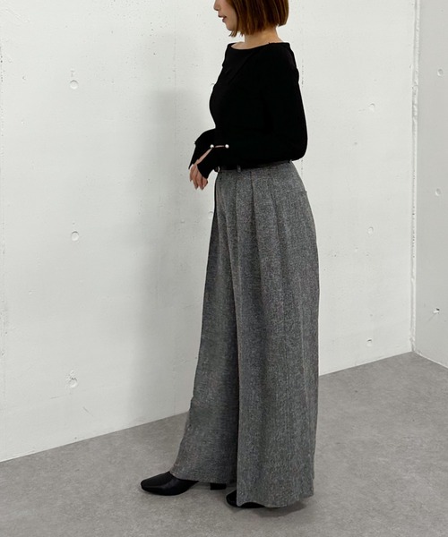archives（アルシーヴ）の「ベルト付ツイードワイドスラックス（その他パンツ・レディース・ブラウン/グレー/ブラック・MEDIUM）」の7枚目の写真