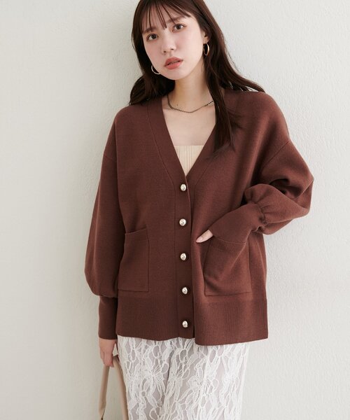 セール】【WEB限定】ぷっくり金ボタンミドルカーデ（カーディガン
