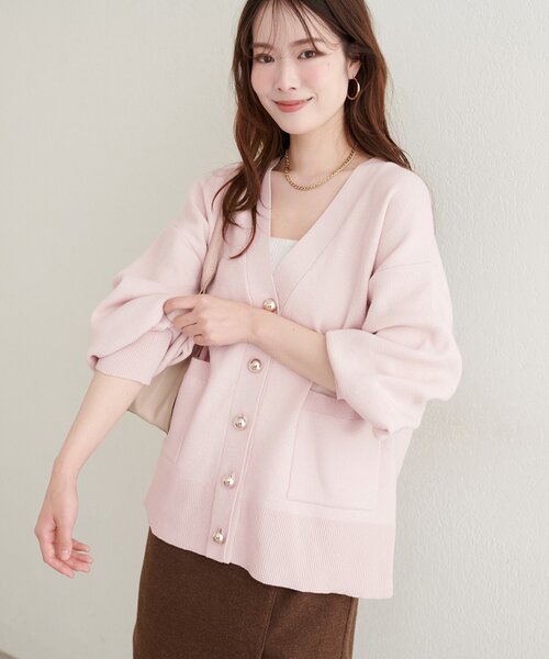 natural couture(ナチュラルクチュール)の「【WEB限定】ぷっくり金ボタンミドルカーデ(カーディガン/ボレロ・レディース・アイボリー/チャコールグレー/ブルー/ピンク/ブラウン・FREE)」の22枚目の写真