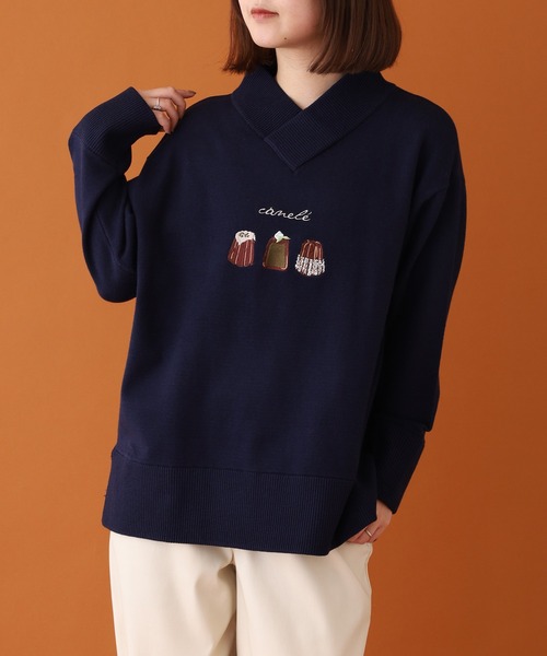 Emago（イマゴ）の「EMAGO ｶﾇﾚ刺繍ﾌﾟﾙｵｰﾊﾞｰ（ニット/セーター・レディース・ネイビー/カーキ/ブラウン・FREE）」の18枚目の写真