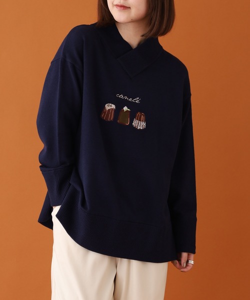 Emago（イマゴ）の「EMAGO ｶﾇﾚ刺繍ﾌﾟﾙｵｰﾊﾞｰ（ニット/セーター・レディース・ネイビー/カーキ/ブラウン・FREE）」の16枚目の写真