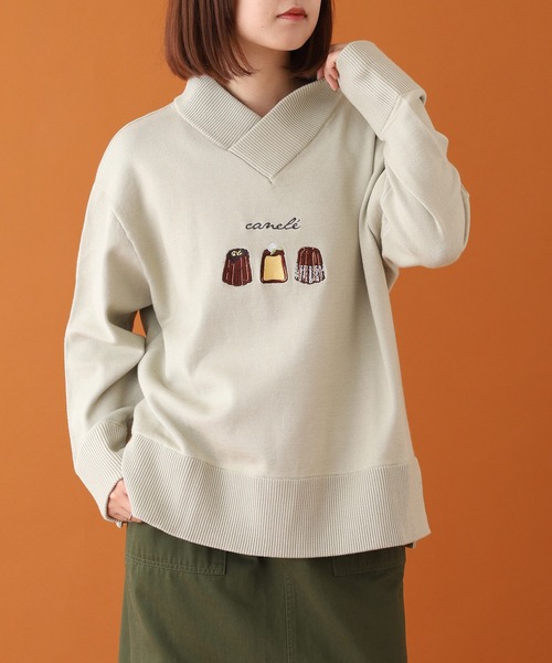 Emago（イマゴ）の「EMAGO ｶﾇﾚ刺繍ﾌﾟﾙｵｰﾊﾞｰ（ニット/セーター・レディース・ネイビー/カーキ/ブラウン・FREE）」の22枚目の写真