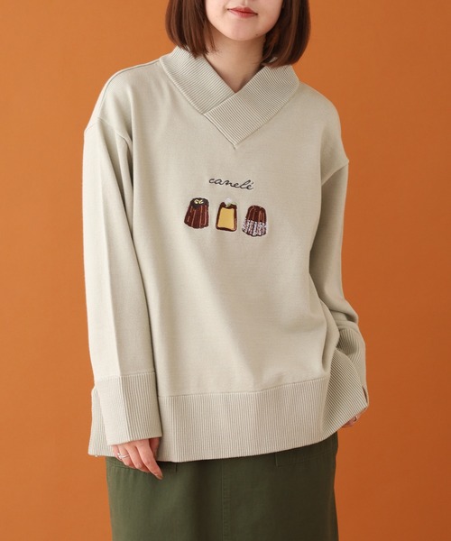 Emago（イマゴ）の「EMAGO ｶﾇﾚ刺繍ﾌﾟﾙｵｰﾊﾞｰ（ニット/セーター・レディース・ネイビー/カーキ/ブラウン・FREE）」の21枚目の写真