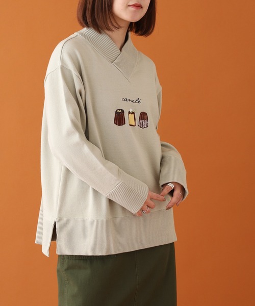 Emago（イマゴ）の「EMAGO ｶﾇﾚ刺繍ﾌﾟﾙｵｰﾊﾞｰ（ニット/セーター・レディース・ネイビー/カーキ/ブラウン・FREE）」の20枚目の写真
