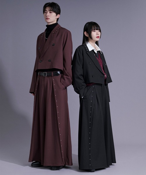 Ellno Loset(エルノロゼット)の「スタッズショートジャケット/SETUP対応(テーラードジャケット・メンズ・ブラック/ボルドー・X-SMALL/SMALL/MEDIUM/LARGE)」の3枚目の写真
