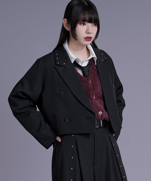 Ellno Loset(エルノロゼット)の「スタッズショートジャケット/SETUP対応(テーラードジャケット・メンズ・ブラック/ボルドー・X-SMALL/SMALL/MEDIUM/LARGE)」の16枚目の写真