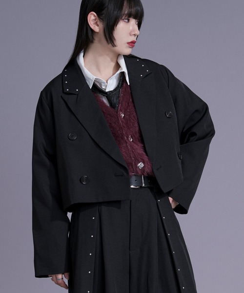 Ellno Loset(エルノロゼット)の「スタッズショートジャケット/SETUP対応(テーラードジャケット・メンズ・ブラック/ボルドー・X-SMALL/SMALL/MEDIUM/LARGE)」の17枚目の写真