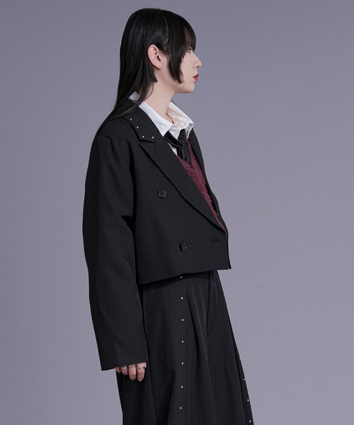 Ellno Loset(エルノロゼット)の「スタッズショートジャケット/SETUP対応(テーラードジャケット・メンズ・ブラック/ボルドー・X-SMALL/SMALL/MEDIUM/LARGE)」の19枚目の写真