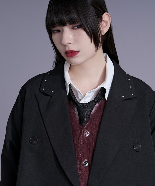 Ellno Loset(エルノロゼット)の「スタッズショートジャケット/SETUP対応(テーラードジャケット・メンズ・ブラック/ボルドー・X-SMALL/SMALL/MEDIUM/LARGE)」の13枚目の写真