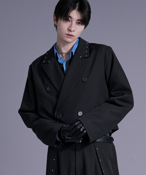 Ellno Loset(エルノロゼット)の「スタッズショートジャケット/SETUP対応(テーラードジャケット・メンズ・ブラック/ボルドー・X-SMALL/SMALL/MEDIUM/LARGE)」の5枚目の写真