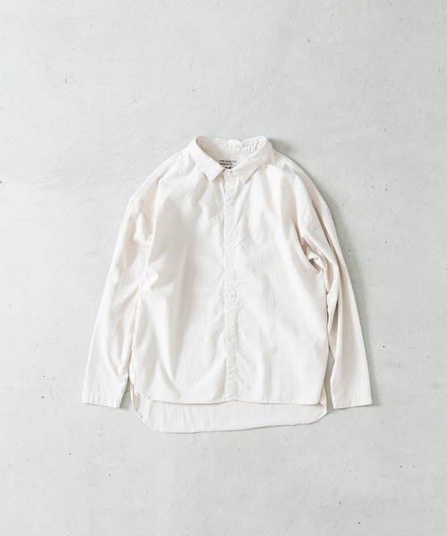 quadro(クオドロ)の「60/2スーピマ度詰め天竺台衿シャツ(Tシャツ/カットソー・レディース・チョコ/クリーム/ブルー・FREE)」の2枚目の写真