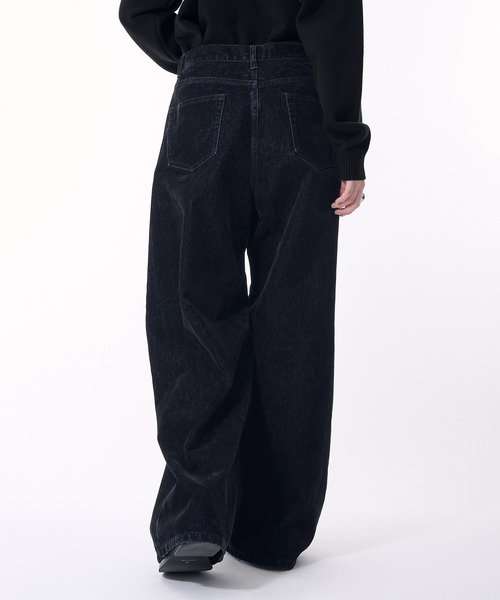 ブーケ・ブートニア Rerere セール】FLOCKING DENIM WIDE PANTS/フロッキーデニムワイドパンツ