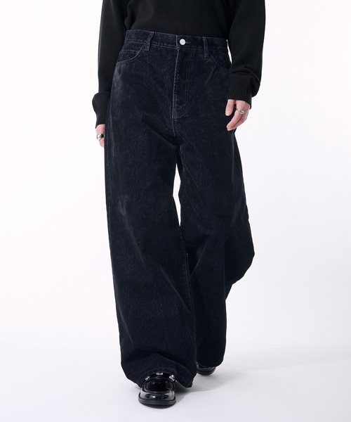 selle glant(セレグランテ)の「FLOCKING DENIM WIDE PANTS/フロッキーデニムワイドパンツ(デニムパンツ・メンズ・ブラック・SMALL/MEDIUM/LARGE)」の5枚目の写真
