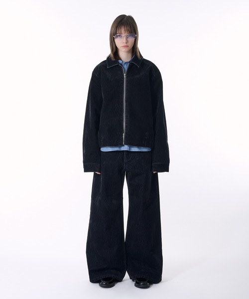 selle glant(セレグランテ)の「FLOCKING DENIM WIDE PANTS/フロッキーデニムワイドパンツ(デニムパンツ・メンズ・ブラック・SMALL/MEDIUM/LARGE)」の6枚目の写真