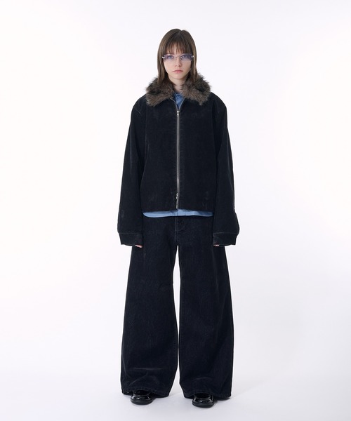 selle glant(セレグランテ)の「FLOCKING DENIM WIDE PANTS/フロッキーデニムワイドパンツ(デニムパンツ・メンズ・ブラック・SMALL/MEDIUM/LARGE)」の11枚目の写真