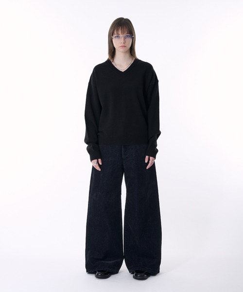 selle glant(セレグランテ)の「FLOCKING DENIM WIDE PANTS/フロッキーデニムワイドパンツ(デニムパンツ・メンズ・ブラック・SMALL/MEDIUM/LARGE)」の17枚目の写真