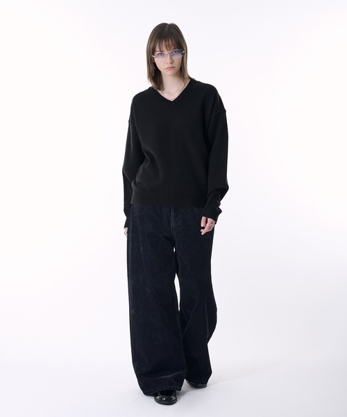 selle glant(セレグランテ)の「FLOCKING DENIM WIDE PANTS/フロッキーデニムワイドパンツ(デニムパンツ・メンズ・ブラック・SMALL/MEDIUM/LARGE)」の19枚目の写真