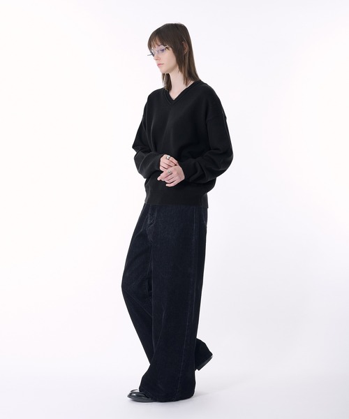 selle glant(セレグランテ)の「FLOCKING DENIM WIDE PANTS/フロッキーデニムワイドパンツ(デニムパンツ・メンズ・ブラック・SMALL/MEDIUM/LARGE)」の20枚目の写真