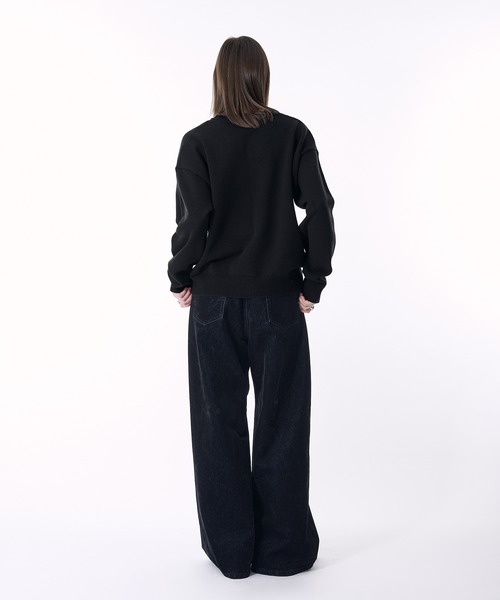 セール】FLOCKING DENIM WIDE PANTS/フロッキーデニムワイドパンツ