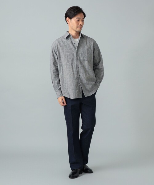 BEAMS F(ビームスエフ)の「リネンコットン ハウンドトゥース ビックシャツ(シャツ/ブラウス・メンズ・ブラック・L/M/S)」の6枚目の写真