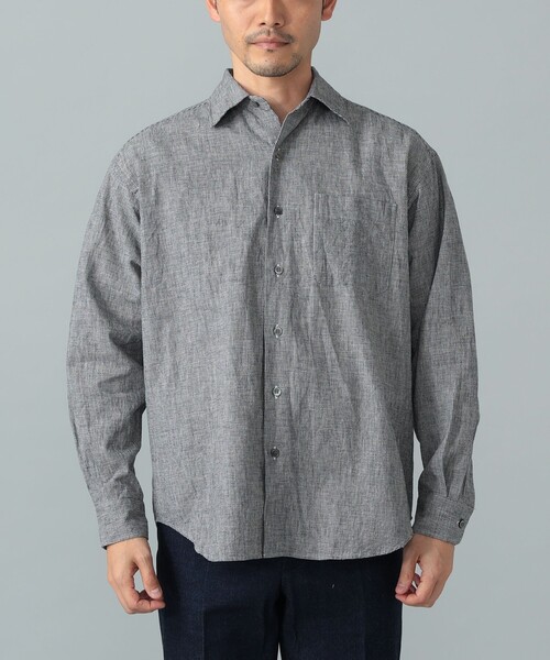 BEAMS F(ビームスエフ)の「リネンコットン ハウンドトゥース ビックシャツ(シャツ/ブラウス・メンズ・ブラック・L/M/S)」の5枚目の写真