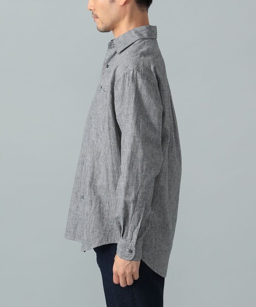 BEAMS F(ビームスエフ)の「リネンコットン ハウンドトゥース ビックシャツ(シャツ/ブラウス・メンズ・ブラック・L/M/S)」の4枚目の写真