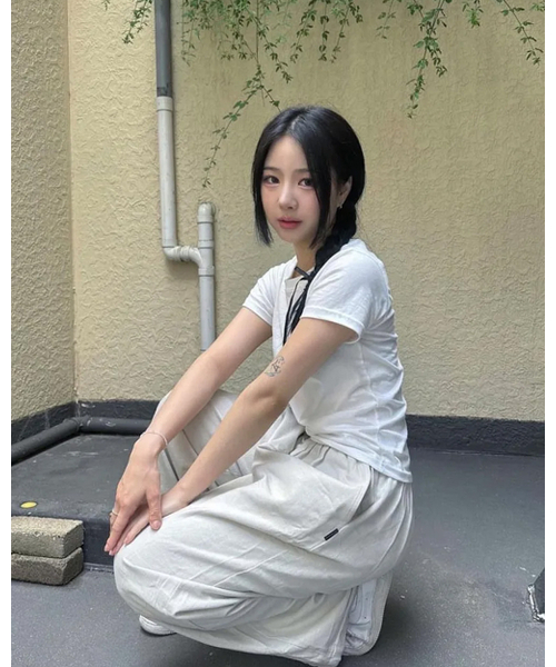 muahmuah（ムーアムーア）の「ワイドバンディングコットンパンツ[2色]（スウェットパンツ・レディース・ブラック/サンドベージュ/ライトグレー・FREE）」の19枚目の写真