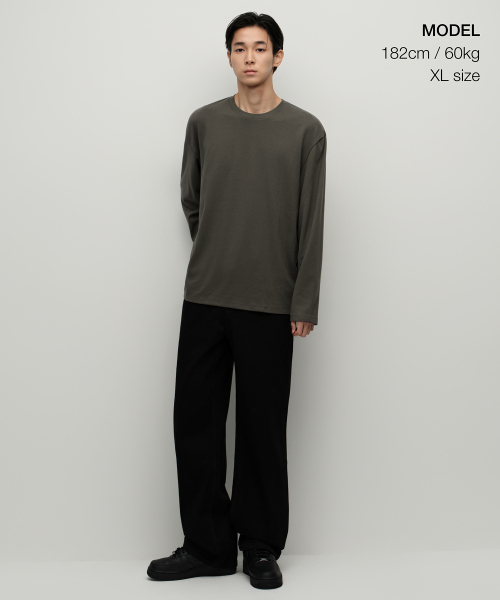 MUSINSA STANDARD（ムシンサスタンダード）の「[ヒートタンダード] クルーネック長袖Tシャツ [ダスティカーキ]（Tシャツ/カットソー・メンズ・その他・X-LARGE/XX-LARGE/SMALL/MEDIUM/LARGE/XXX-LARGE）」の2枚目の写真