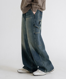 LEMAIN SECOND（リメインセカンド）の「Vintage Catwash Wide Carpenter Denim Banding Pants [Sand Blue]（デニムパンツ）」