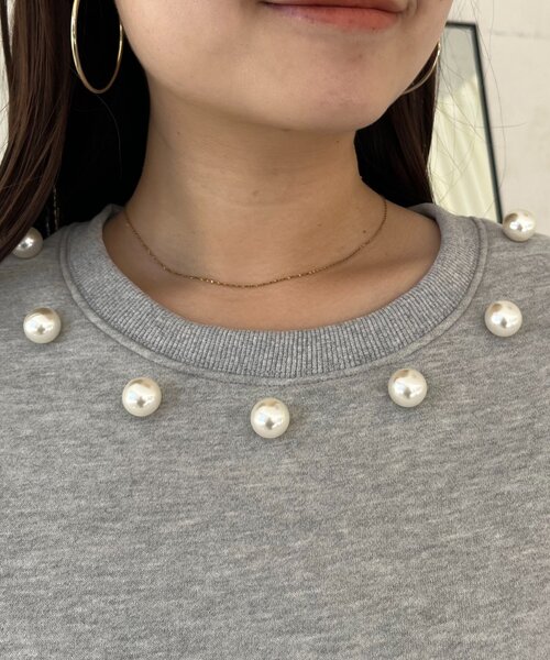 prose verse（プロズヴェール）の「パール襟スウェット（Tシャツ/カットソー・レディース・ブラック/グレー・FREE）」の3枚目の写真