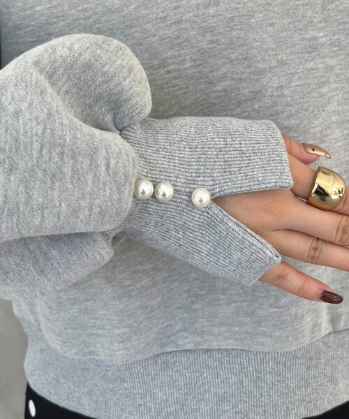 prose verse（プロズヴェール）の「パール襟スウェット（Tシャツ/カットソー・レディース・ブラック/グレー・FREE）」の4枚目の写真