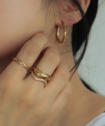 bonu.（ボヌ）の「【サージカルステンレス】キュービックジルコニアウェーブストーンリング（リング）」