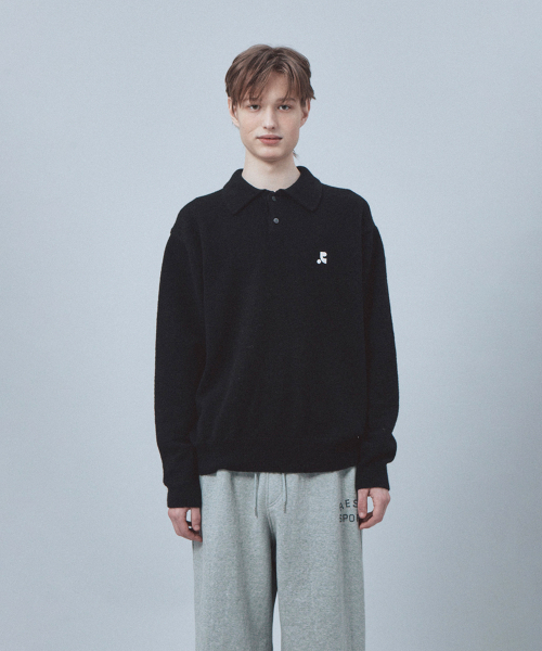 Rest&Recreation(レストアンドレクリエーション)の「WOOL POLO KNIT TOP - BLACK(ニット/セーター・メンズ・その他・X-LARGE/LARGE)」の3枚目の写真