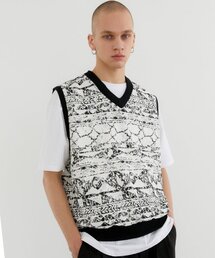 TRIP LE SENS（トリップ ル センス）の「ユニセックスアートプリントパンチングVネックベスト_BLACK（ベスト）」