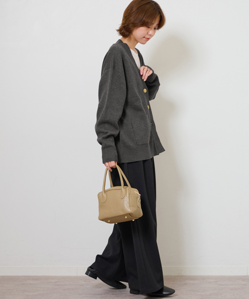 JOURNAL STANDARD relume(ジャーナルスタンダード レリューム)の「《追加2》コットンカシミヤミックスダブルニットVネックカーディガン(カーディガン/ボレロ・レディース・チャコールグレー/ブラウン/ネイビー・FREE)」の5枚目の写真