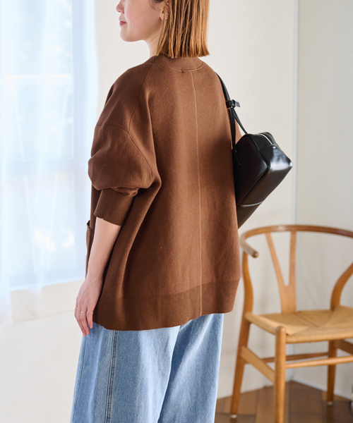 JOURNAL STANDARD relume(ジャーナルスタンダード レリューム)の「《追加2》コットンカシミヤミックスダブルニットVネックカーディガン(カーディガン/ボレロ・レディース・チャコールグレー/ブラウン/ネイビー・FREE)」の17枚目の写真